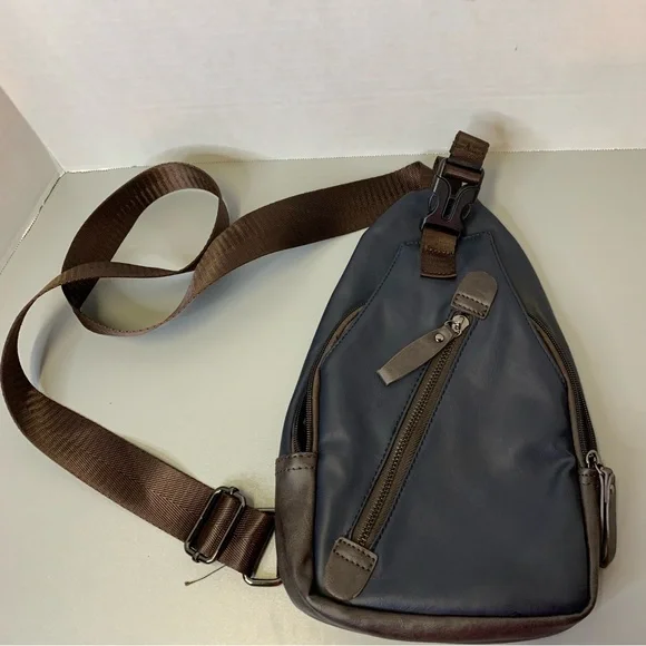 Vegan Leather Brown Sling Bag - Picture 7 of 9
